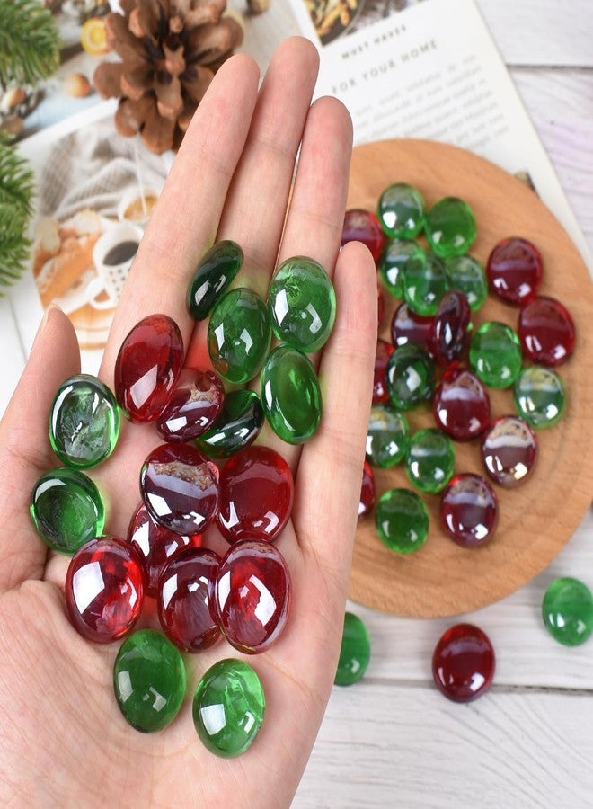 Luckforest Christmas Flat Glass Marbles, 1Lb Red and Green Glass Gem for Vase Filler, Crafts, Aquarium Pebbles, Fish Tank Decor, Party Table Scatter - Image 5
